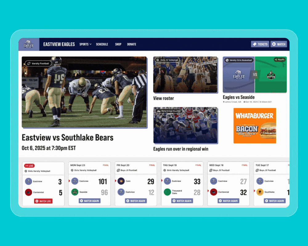 School activity websites playon